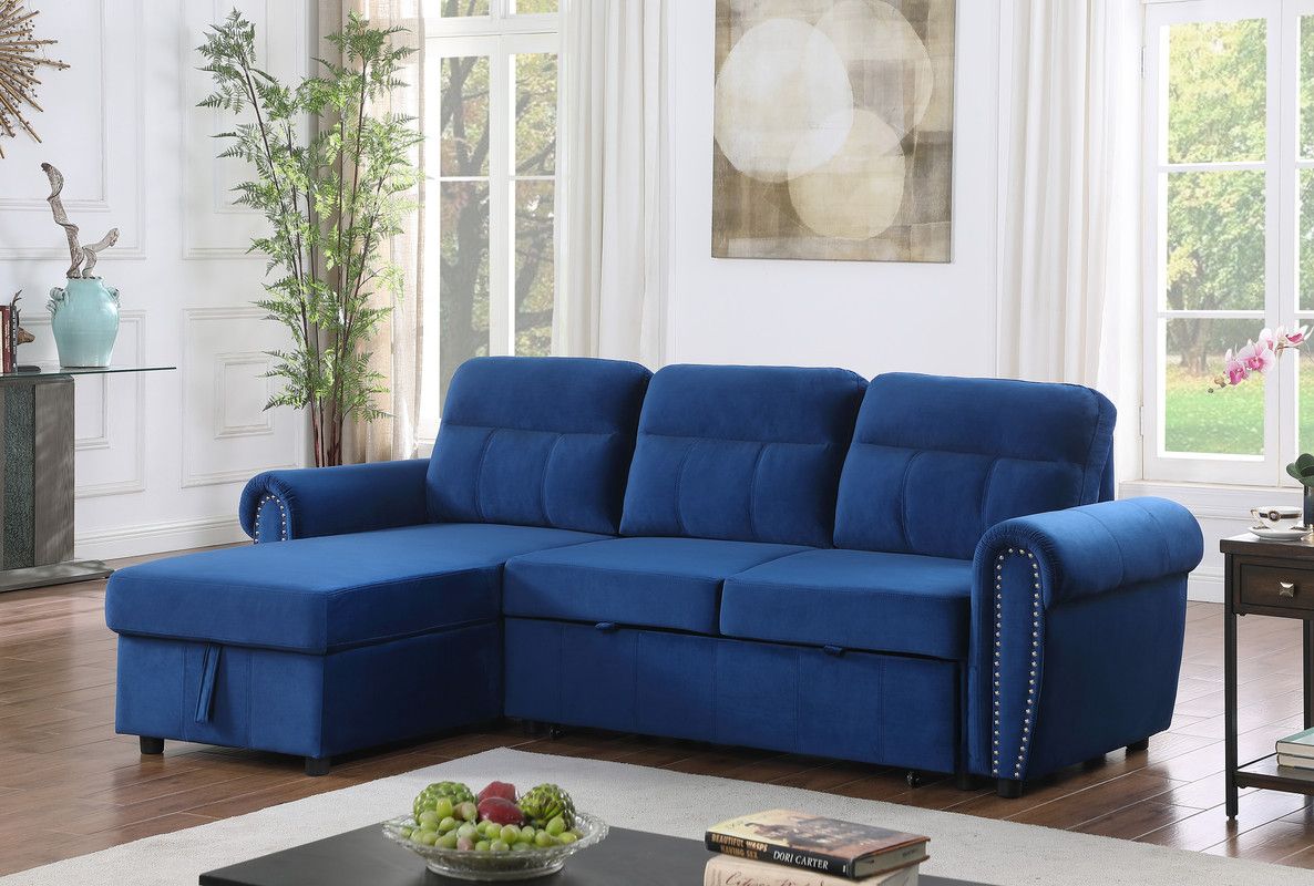 Turner Navy Sectional Sleeper With Storage