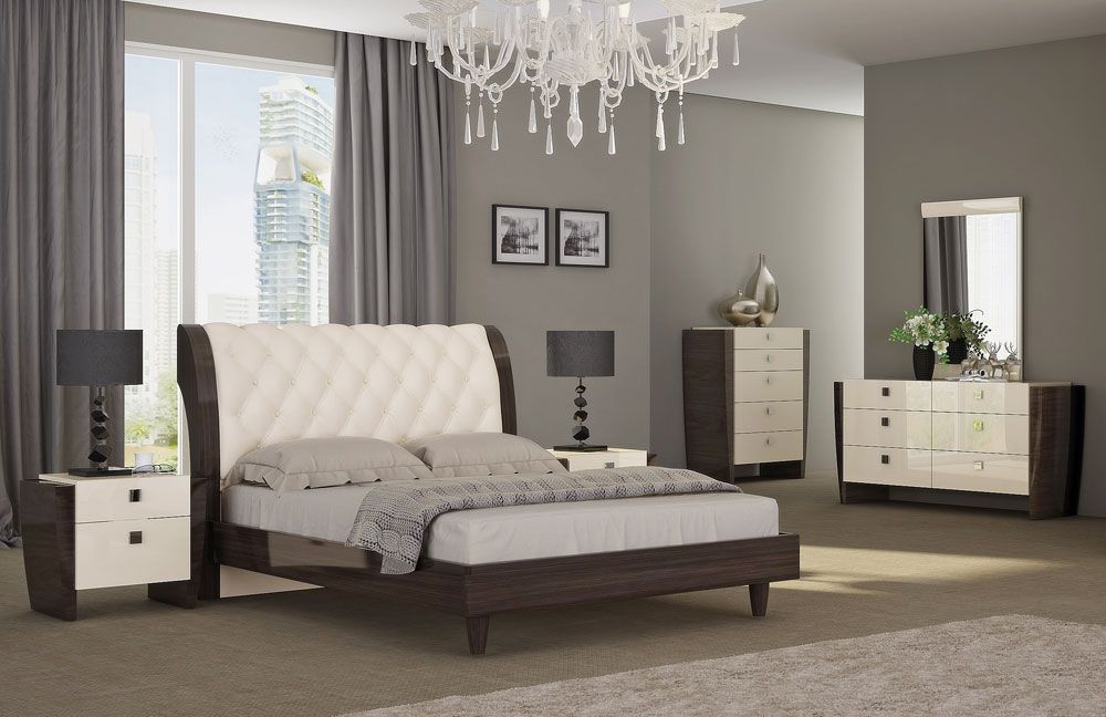 Tuscany Two Tone Lacquer Finish Modern Bed