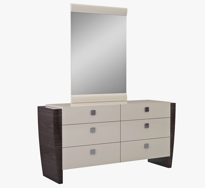 Tuscany Two Tone Lacquer Finish Dresser & Mirror