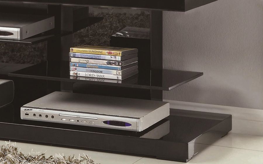 Zeke Black Lacquer Finish TV Stand Details