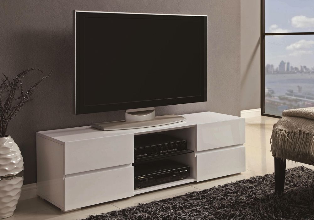 Finley White Lacquer Finish TV Stand