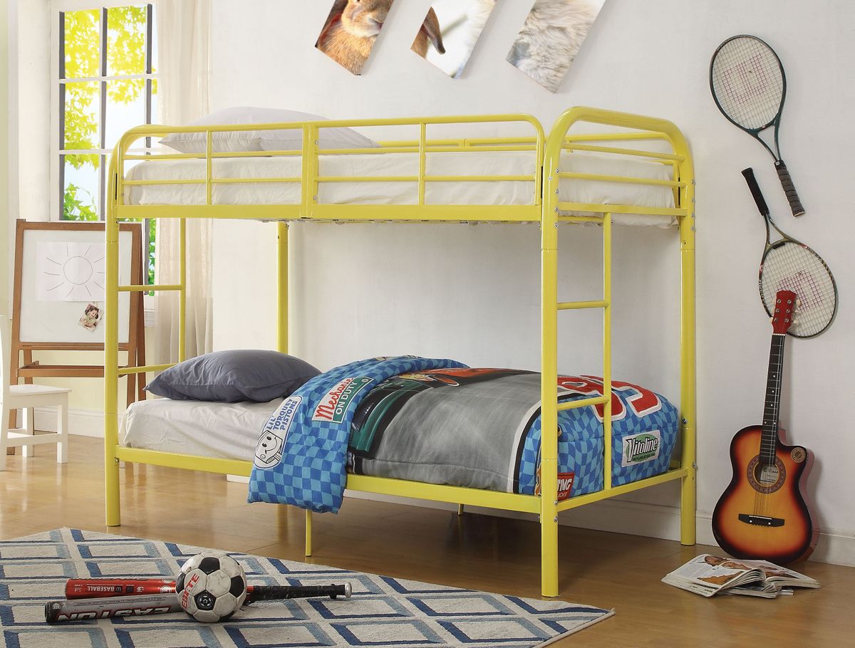 Yellow Metal Twin Over Twin Bunk Bed