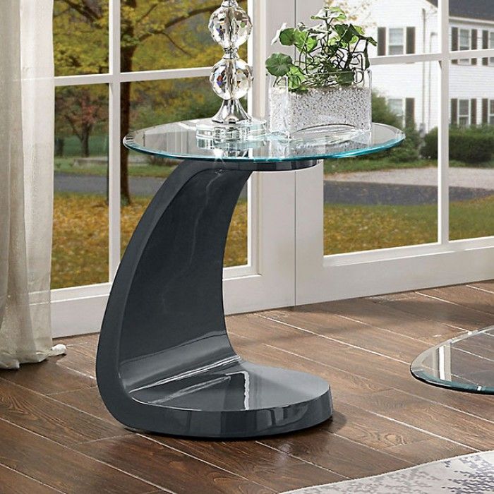 Tyra Grey Lacquer End Table