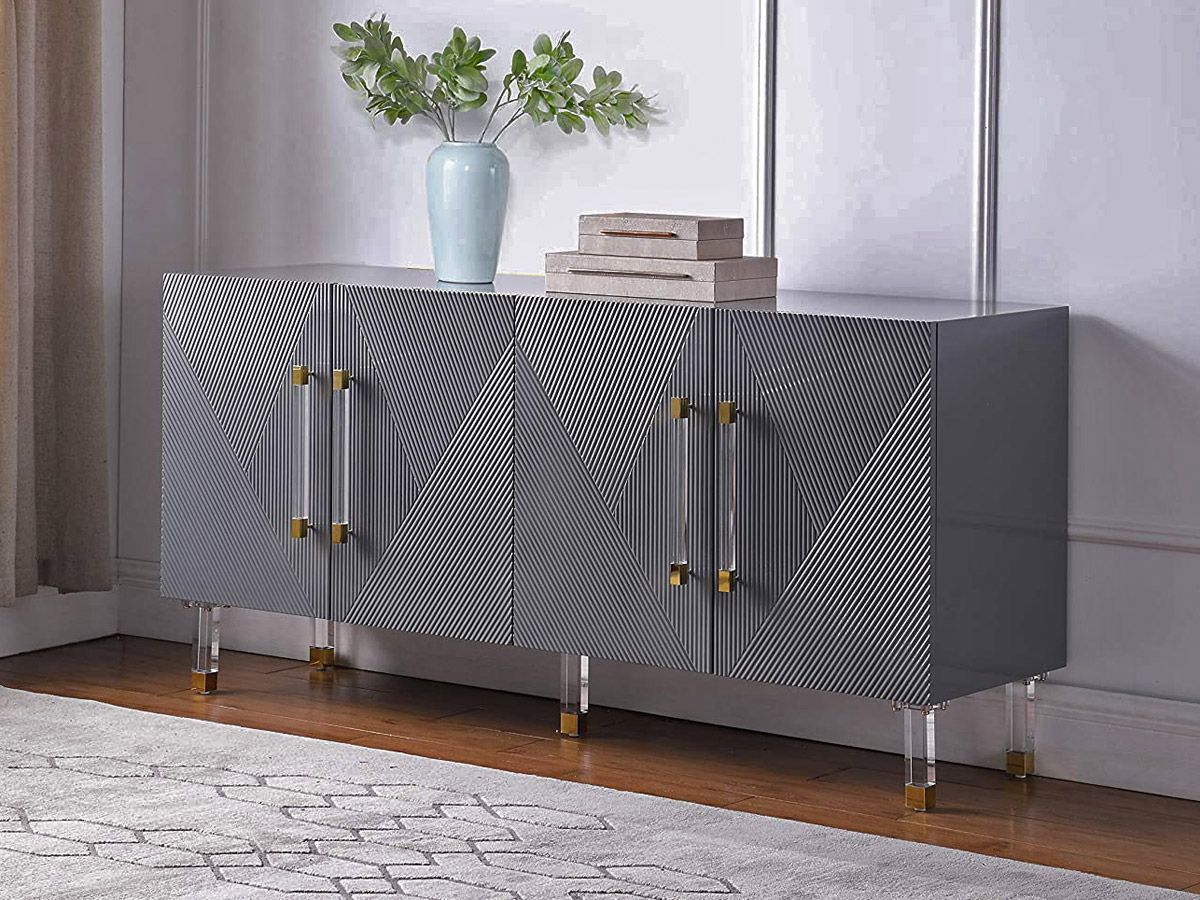 Tyrell Grey Lacquer Buffet Acrylic Accents