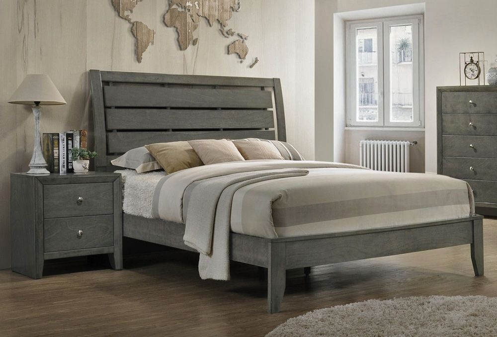 Tyron Queen Size Bed Gray Finish