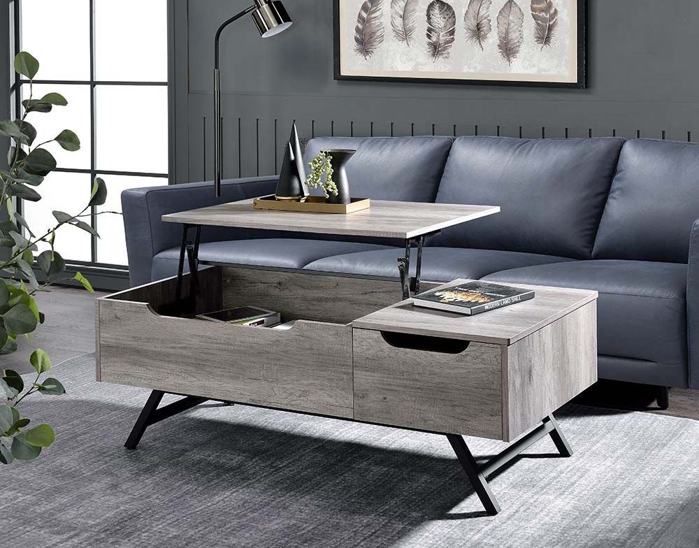 Val Rustic Grey Lift Top Coffee Table