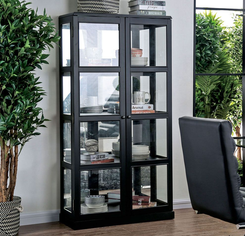 Valeria Curio Cabinet Black Finish