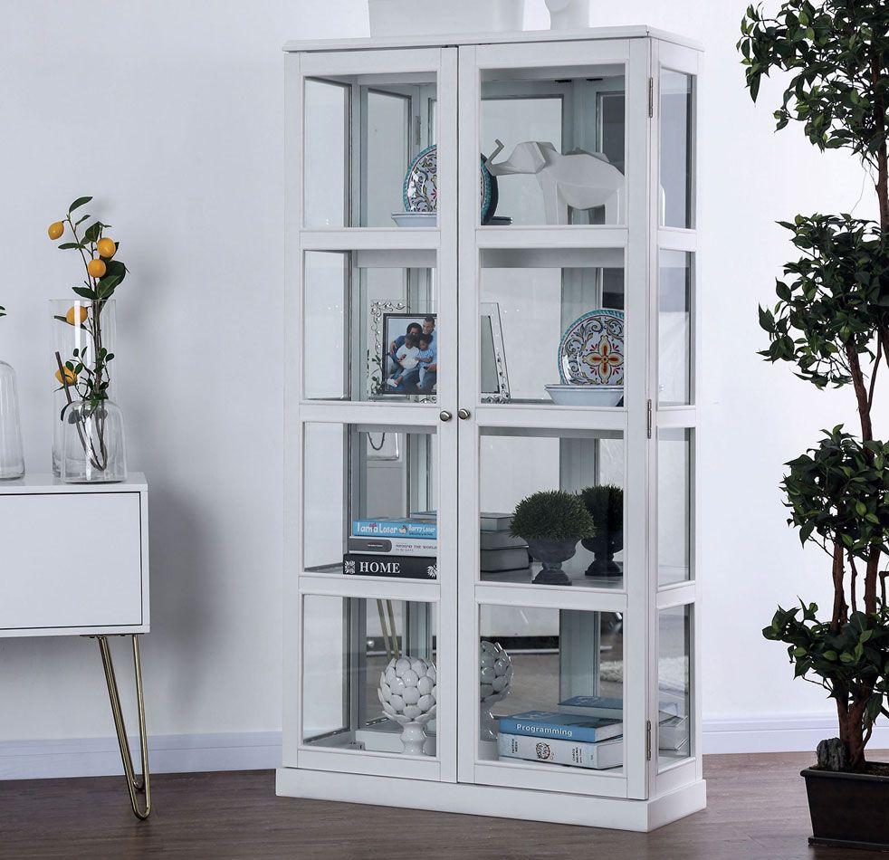 Valeria White Curio Cabinet Display