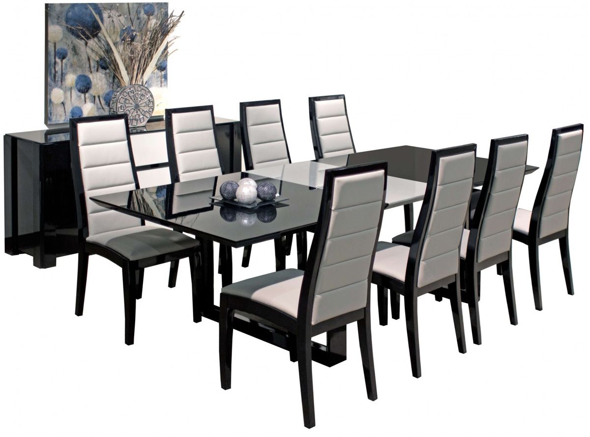 Vanguard Black Lacquer Dining Table Set