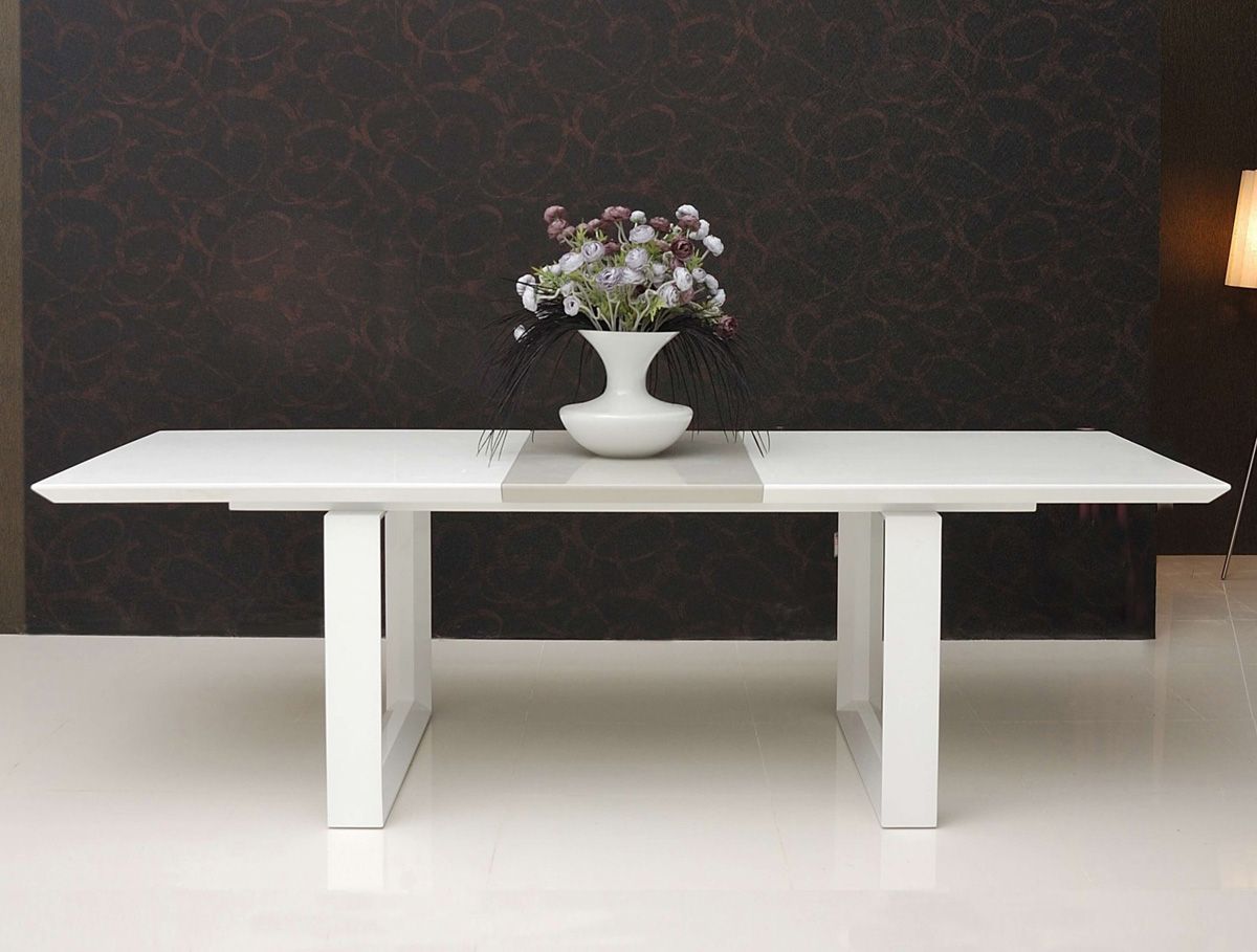 Vanguard White Formal Dining Table With Extension