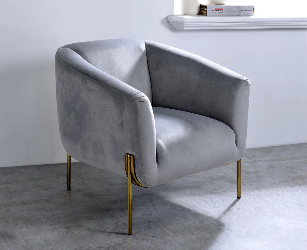Vapor Grey Velvet Accent Chair