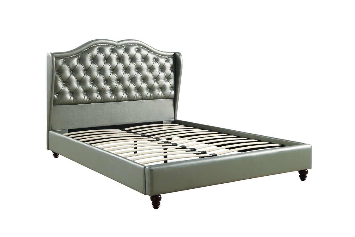 Varada Silver Leather Platform Bed