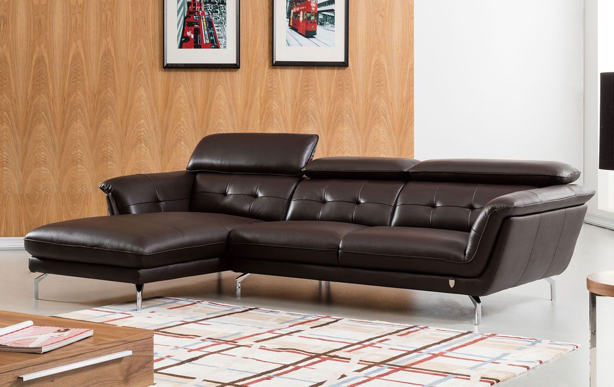 Varda Chocolate Leather Modern Sectional