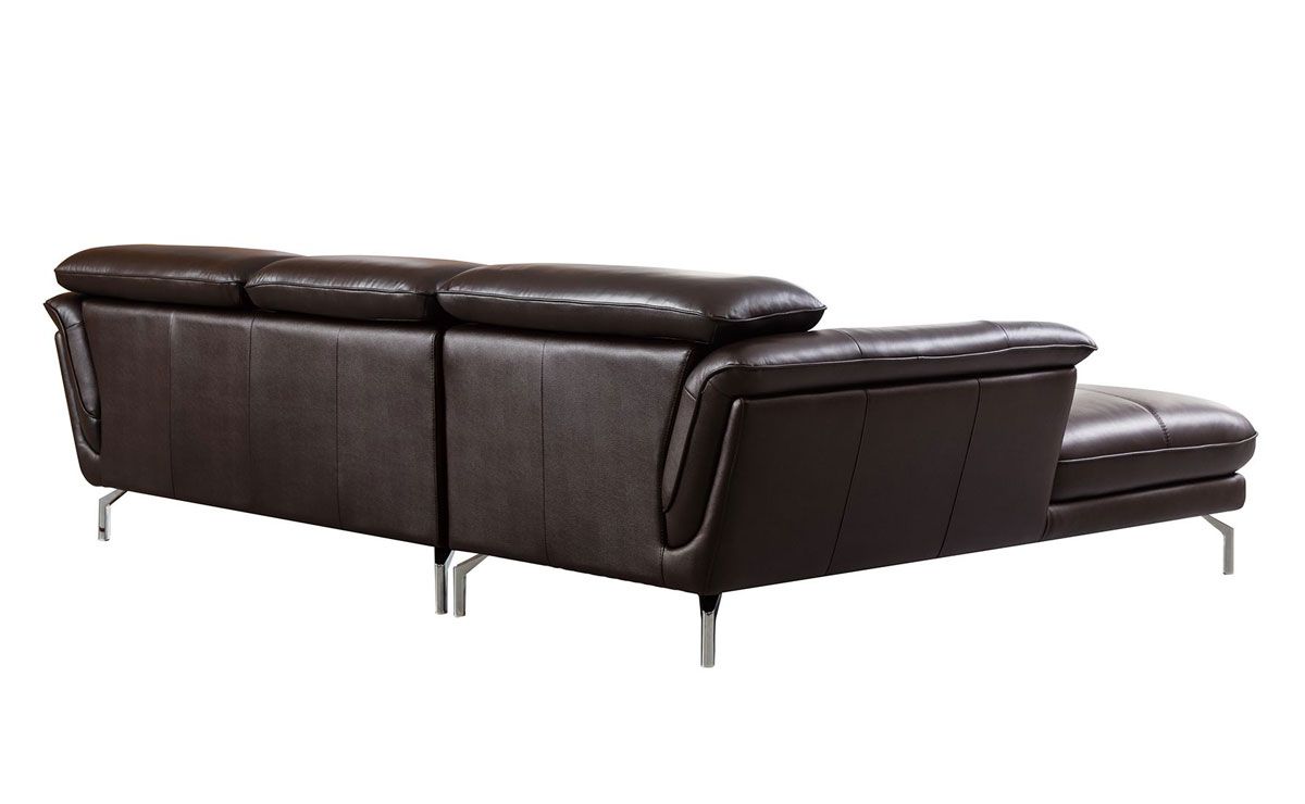 Varda Chocolate Leather Sectional Back Side