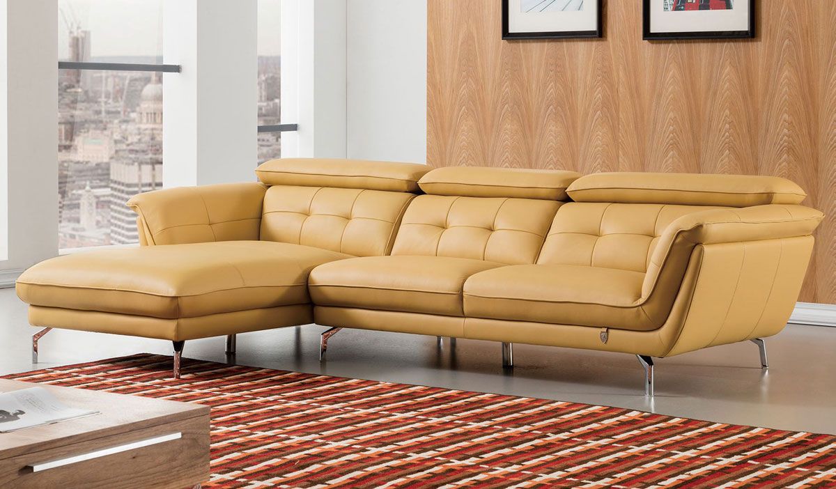 Varda Yellow Italian Leather Sectional