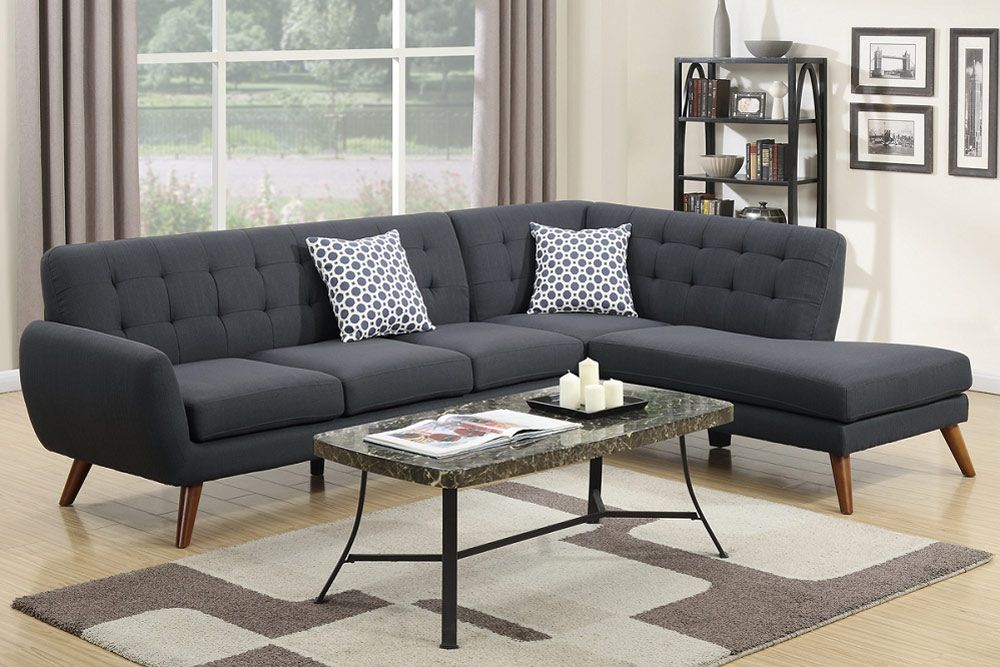 Varna Ash Black Linen Sectional