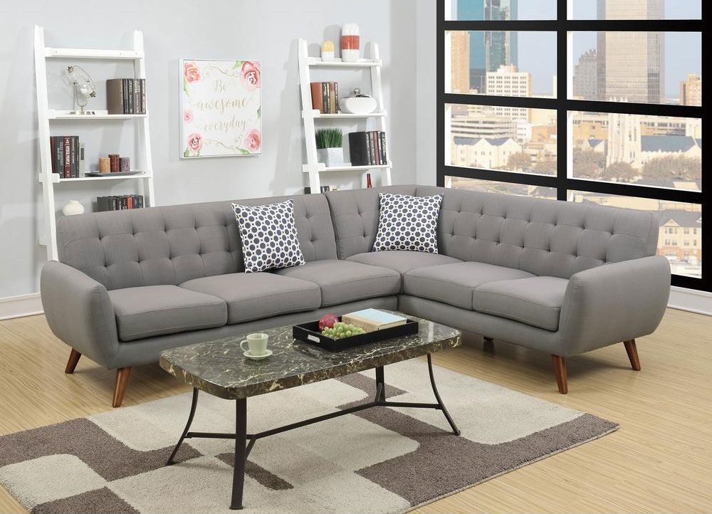 Varna Sectional Sofa Set Grey Linen