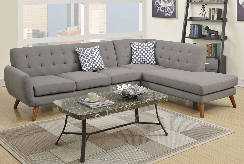 Varna Grey Linen Sectional Couch