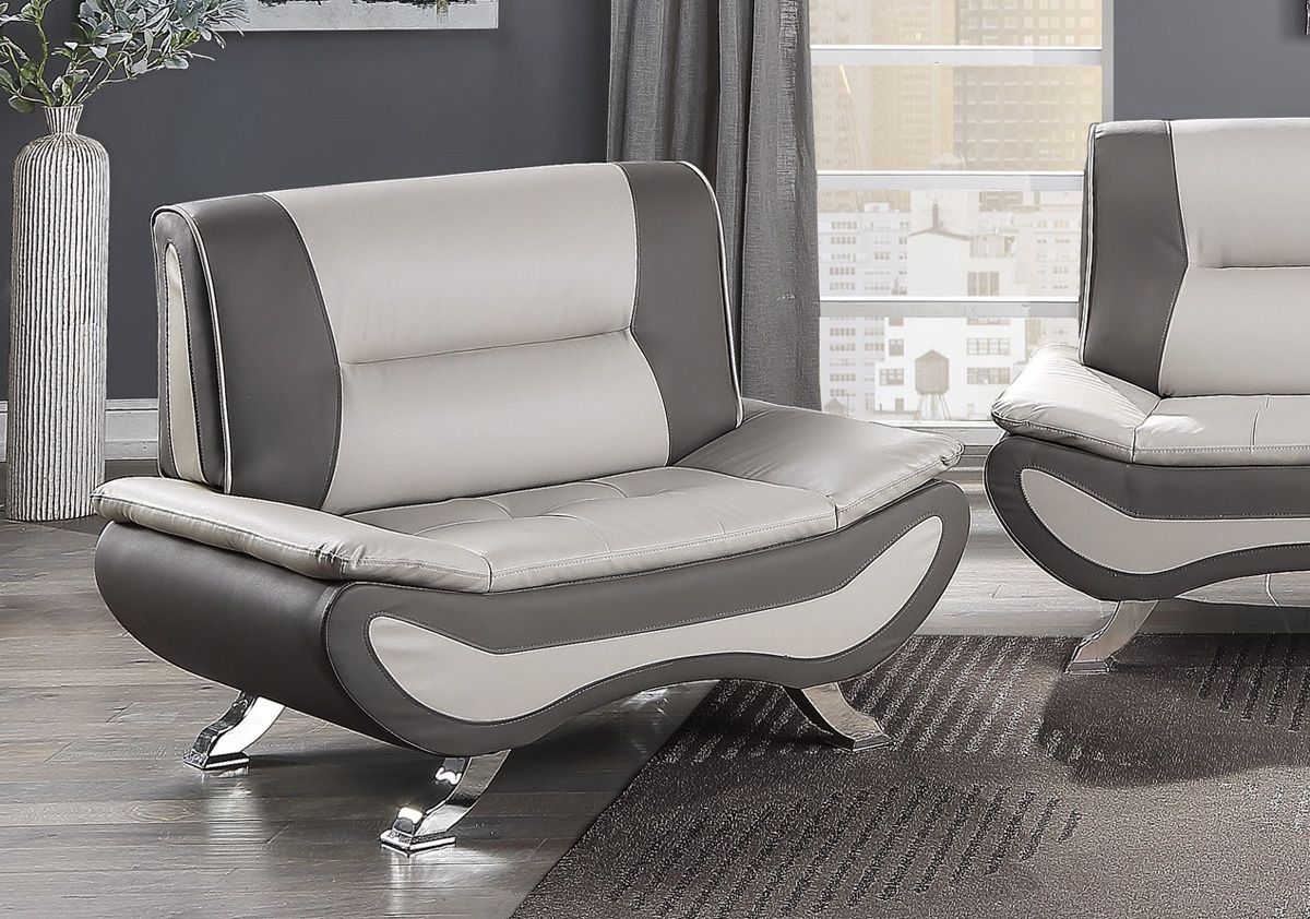 Velia Beige Leather Modern Chair