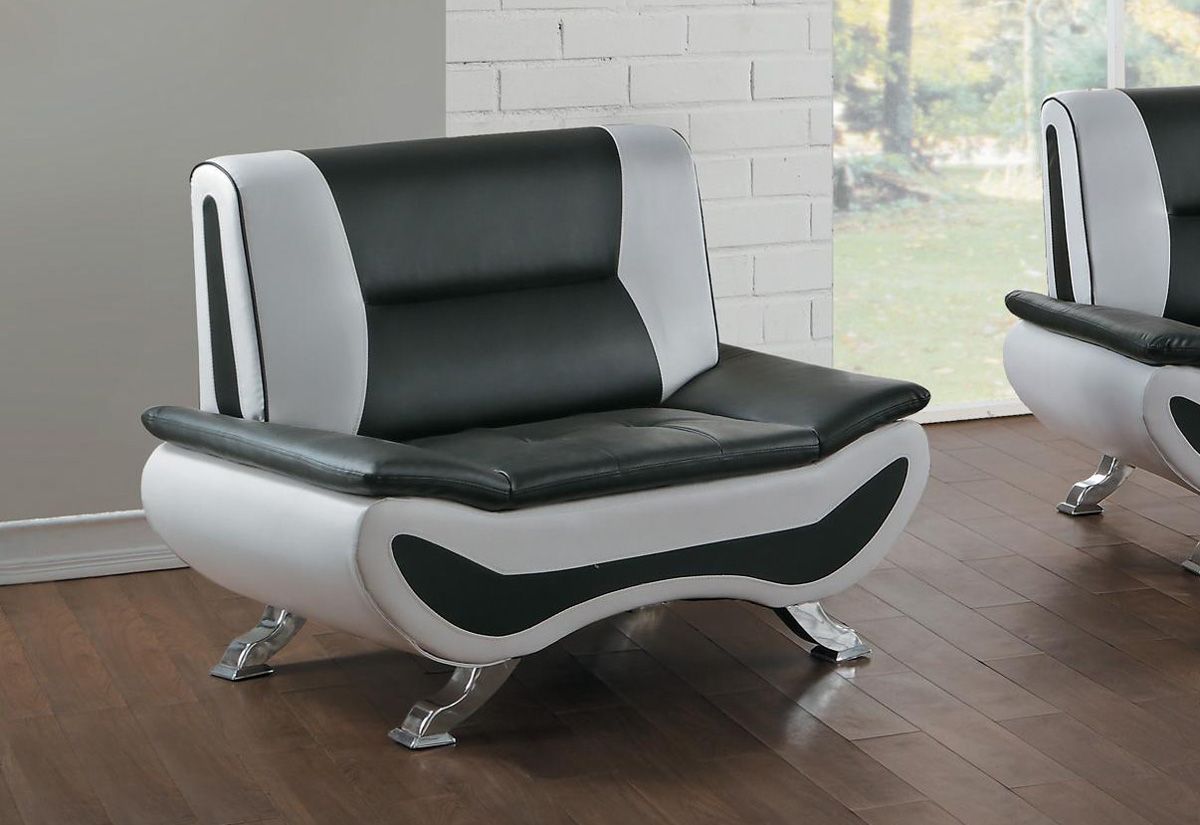 Velia Black and White Leather Chair