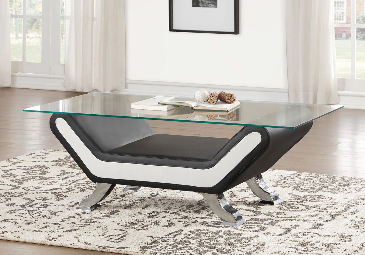 Velia Black and White Leather Coffee Table