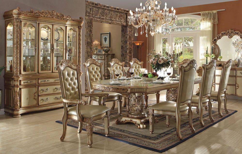 Vendome Gold Formal Dining Table Set