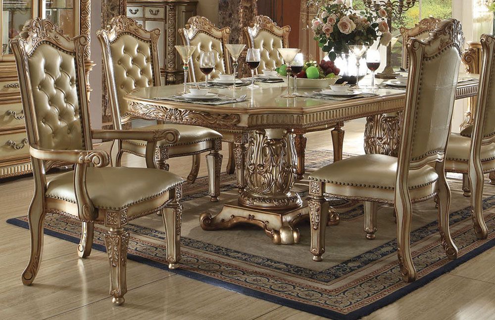 Vendome Gold Formal Dining Table With Chairs