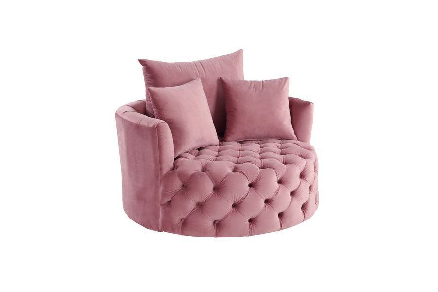 Venus Tufted Pink Velvet Round Accent Chair
