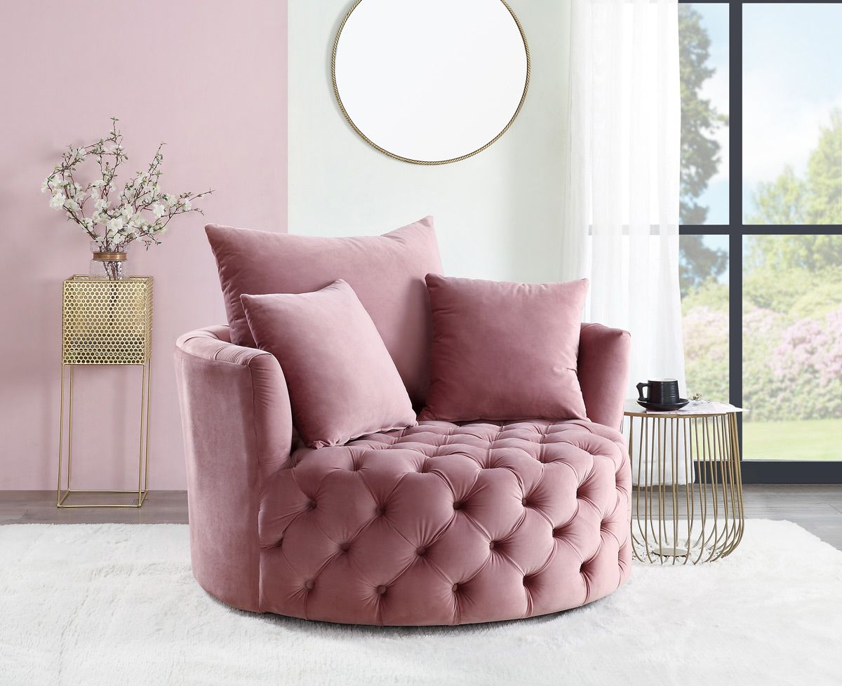 Venus Tufted Pink Velvet Accent Chair