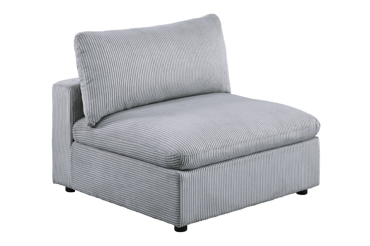 Verdal Light Grey Corduroy Armless Chair