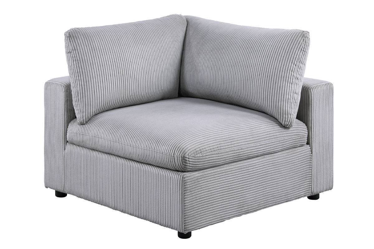 Verdal Light Grey Corduroy Corner Chair