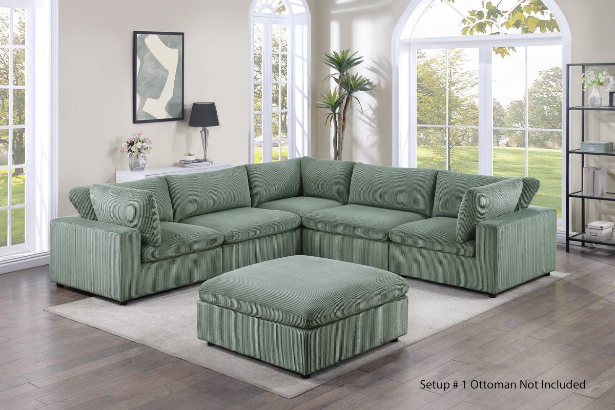 Verdal Sage Corduroy Modular Sectional