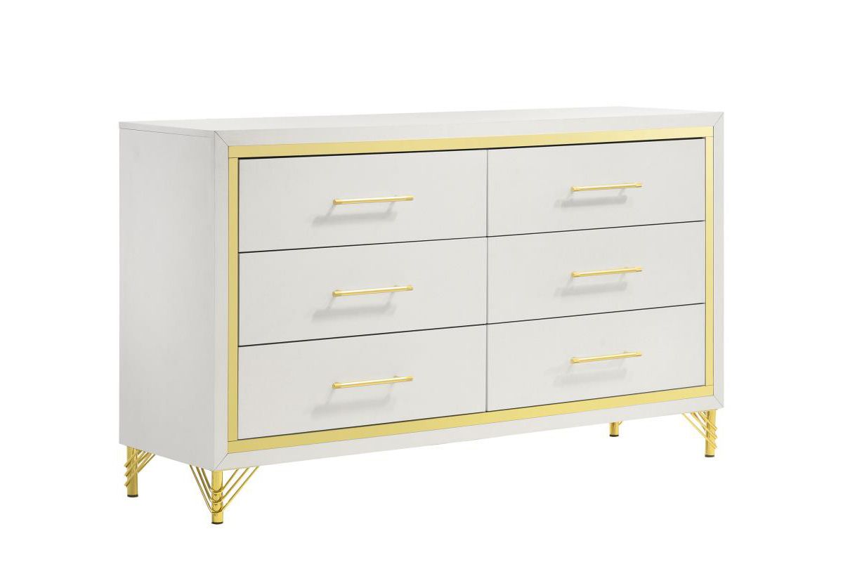 Vernal White And Gold Dresser