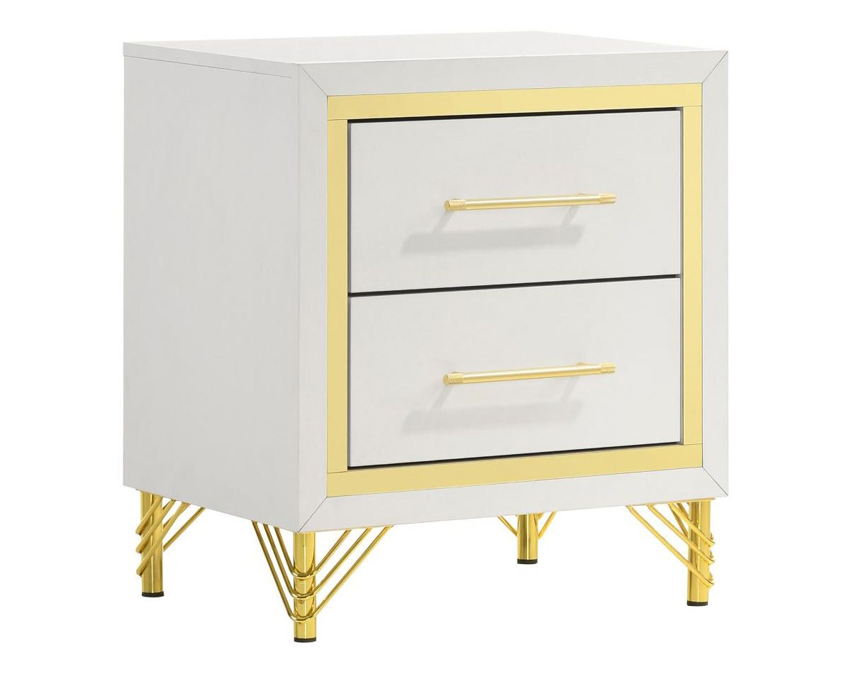 Vernal White And Gold Night Stand