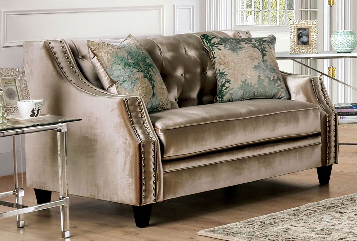 Verne Champagne Chenille Loveseat