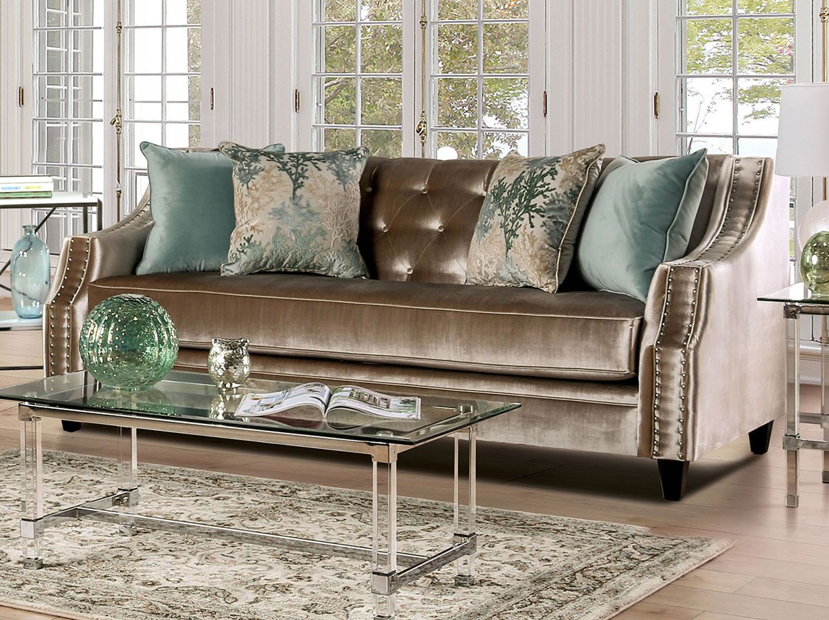 Verne Champagne Chenille Sofa