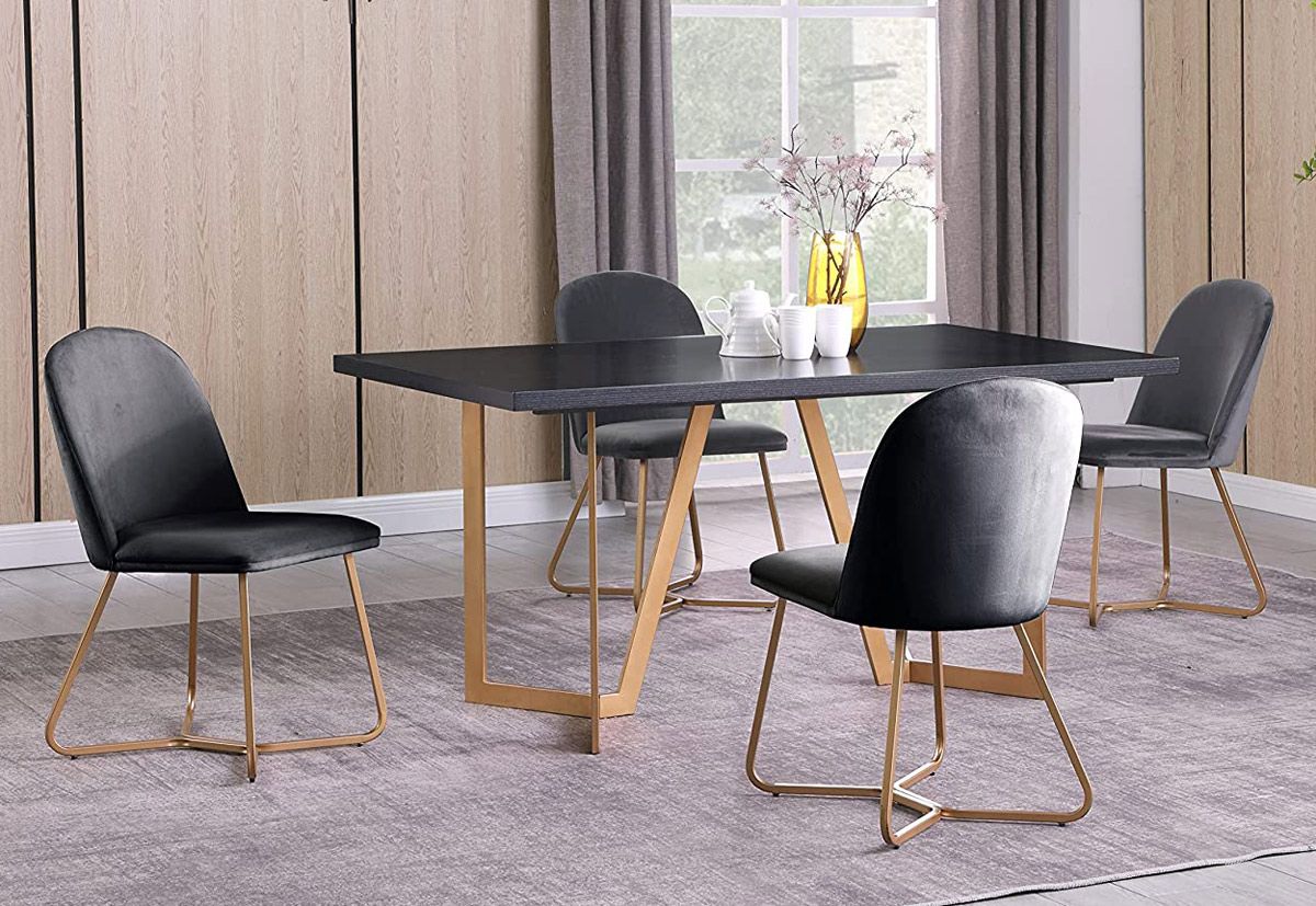 Vero Modern Dining Table Set With Grey Chairs