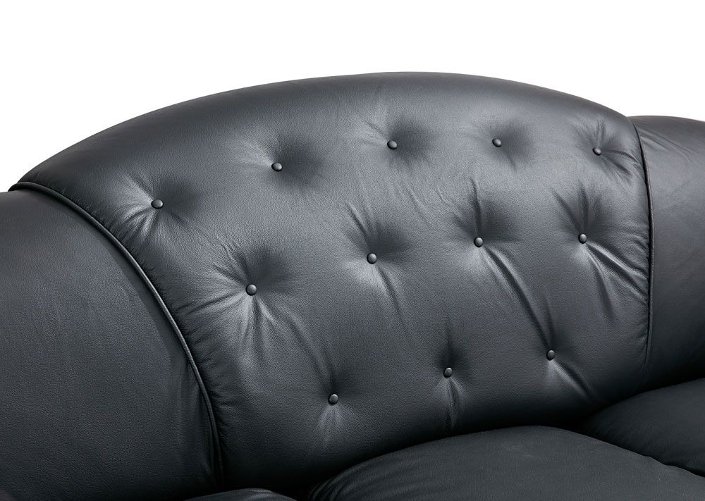 Noci Tufted Black Leather Sofa