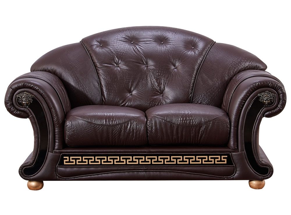 Noci Brown Crocodile Embossed Leather Love Seat 