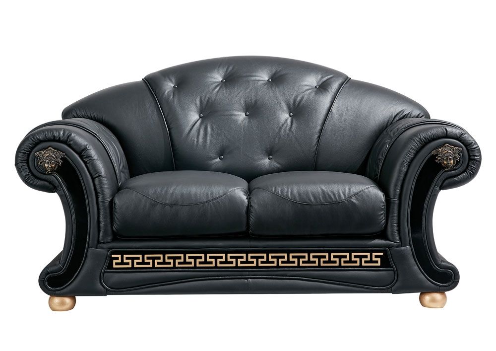 Noci Black Leather Love Seat