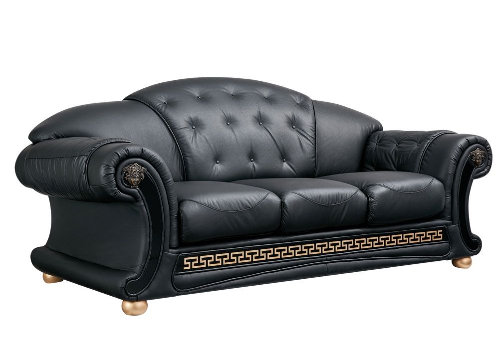 Noci Black Leather Sofa
