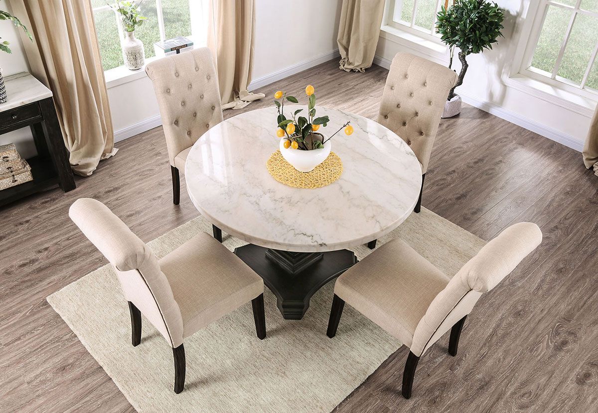 Vesper Marble Top Dining Table Set