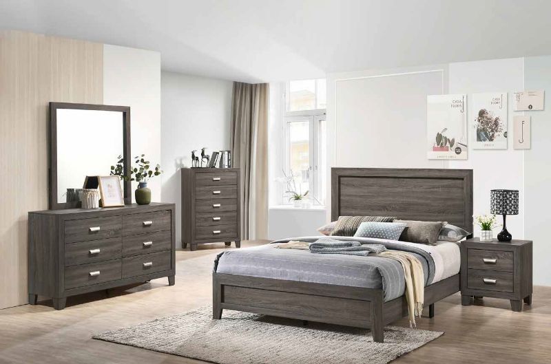 Vicky Rustic Grey Modern Bedroom Set