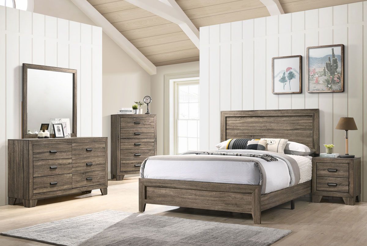 Vicky Rustic Taupe Finish Bedroom Set