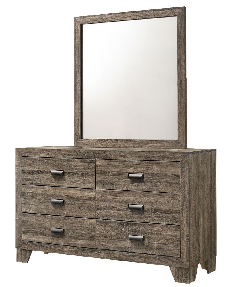 Vicky Rustic Taupe Finish Dresser With Mirror