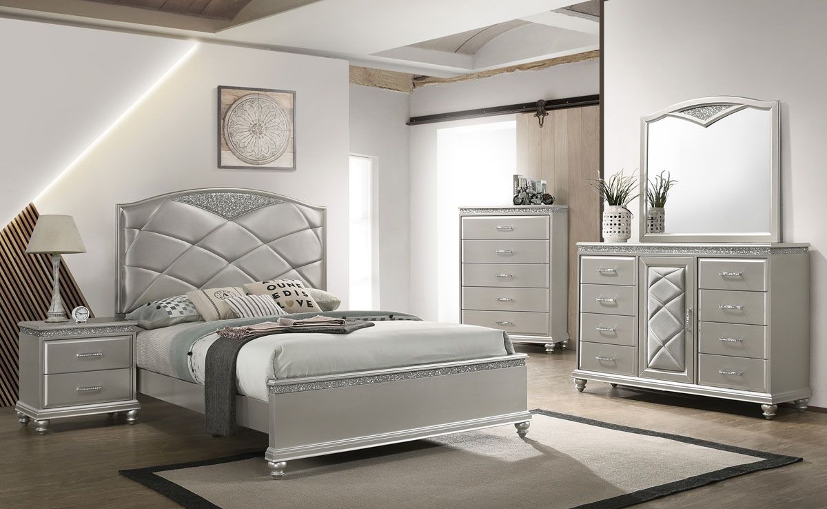 Vika Silver Finish Modern Bedroom
