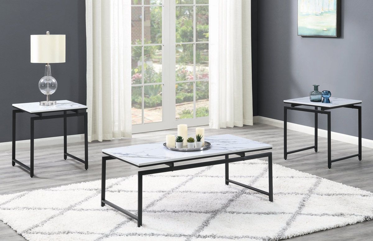Vint Faux Marble Coffee Table Set