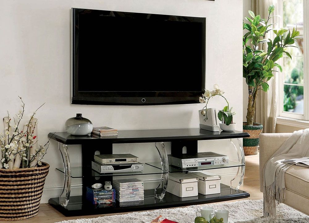 Viper Black Lacquer TV Stand With LED Lights