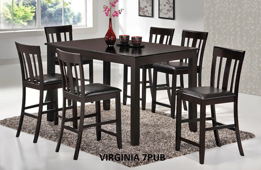 Virginia Espresso Finish Pub Table Set