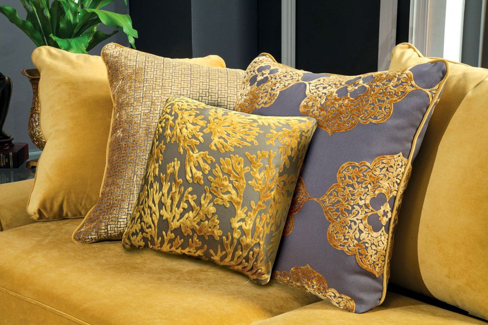 Viscotti Gold Fabric Sofa Accent Pillows